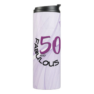 50 und Fabulous Birthday Lila & Black Typografie Thermosbecher