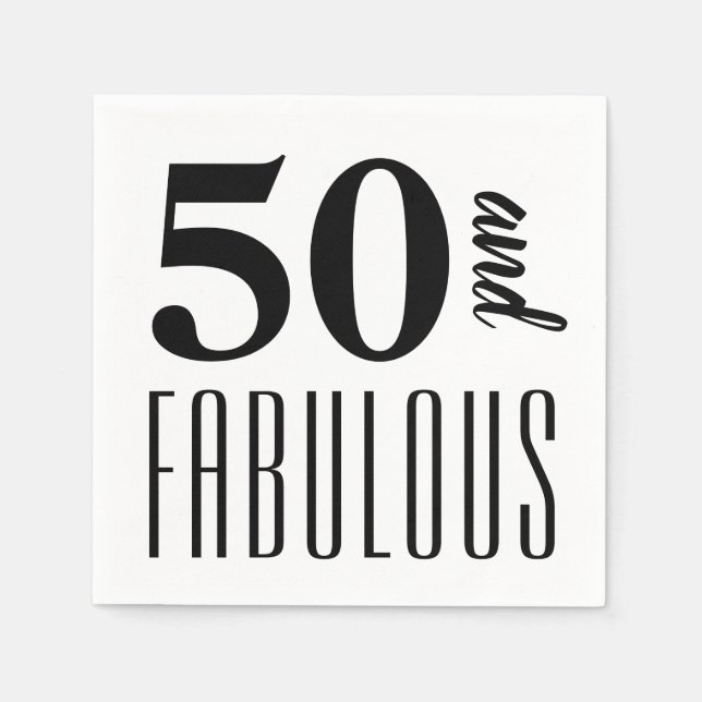50 und Fabulous | Birthday Party Paper Napkin Serviette (Vorderseite)