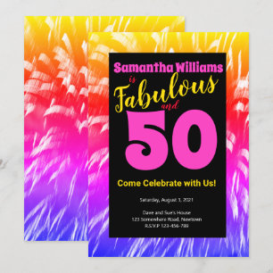 50 und Fabulous Birthday Rainbow Fireworks Einladung