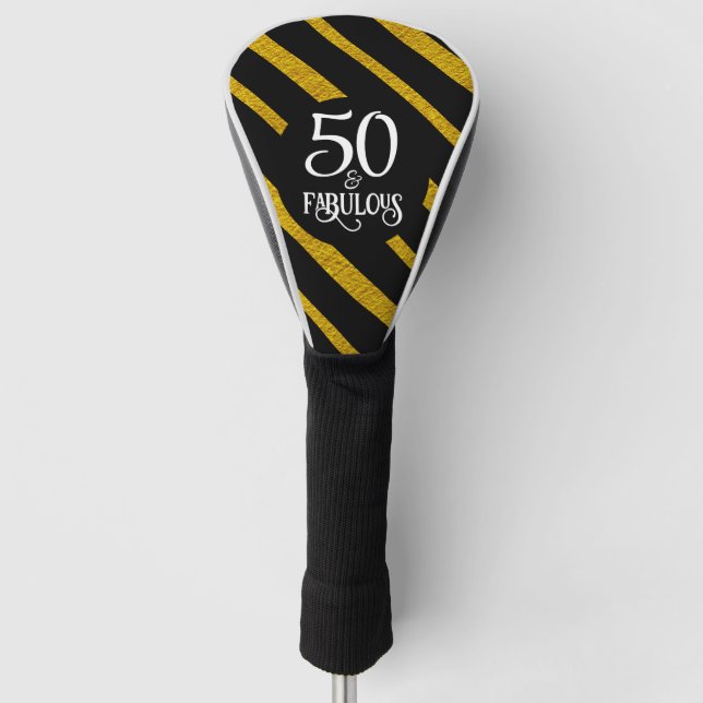 50 und Fabulous Black and Gold Golf Headcover (Vorderseite)