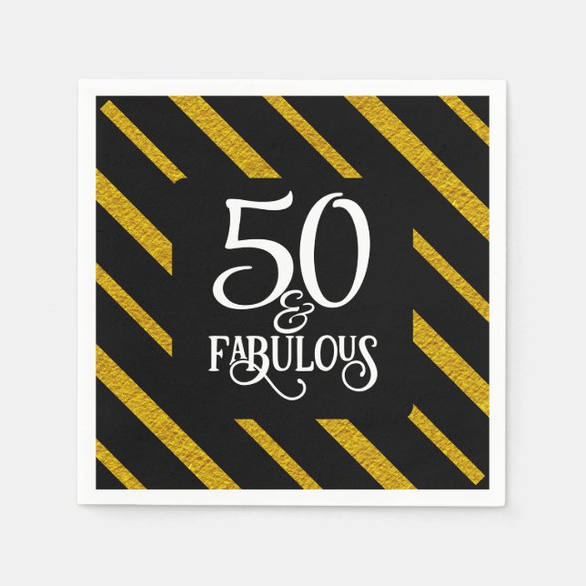 50 und Fabulous Black and Gold Serviette (Vorderseite)
