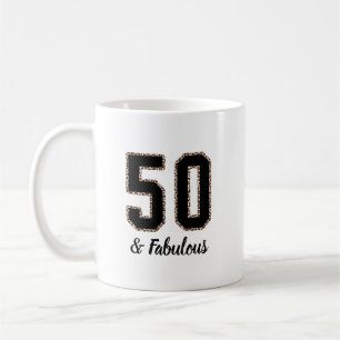 50 und Fabulous Black and Leopard Print Kaffeetasse