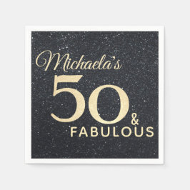 50 und fabulous Black Gold 50 Geburtstag Serviette
