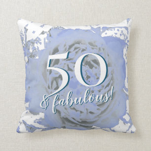 50 und Fabulous! Blaue und weiße Peony Kissen