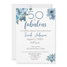 50 und fabulous Blue Floral Elegant Wasserfarbe