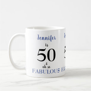50 und Fabulous Blue und Black Name Kaffeetasse