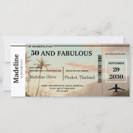 50 und Fabulous Boarding Pass Tropical Birthday