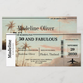 50 und Fabulous Boarding Pass Tropical Birthday