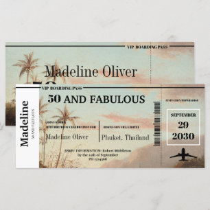 50 und Fabulous Boarding Pass Tropical Birthday