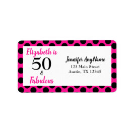 50 und fabulous Bold Pink mit schwarzen Polka Dots Adressaufkleber