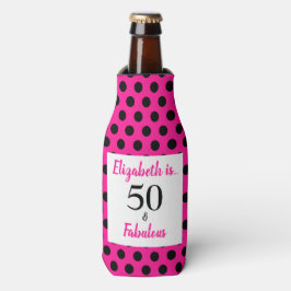 50 und fabulous Bold Pink mit schwarzen Polka Dots Flaschenkühler