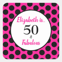 50 und fabulous Bold Pink Square Sticker