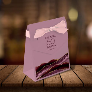 50 und Fabulous Burgundy Pink Agate 50. Geburtstag Geschenkschachtel