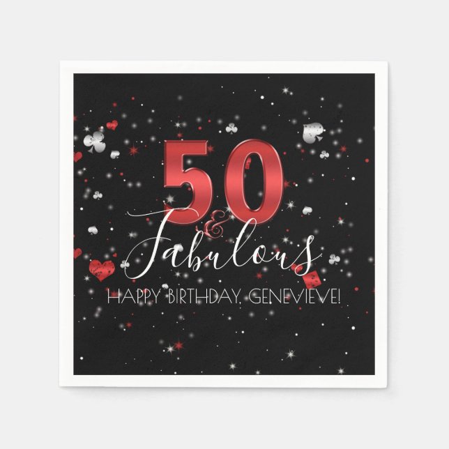 50 und Fabulous | Casino Vegas Birthday Serviette (Vorderseite)