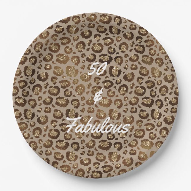 50 und Fabulous Cheetah Print Pappteller (Vorderseite)