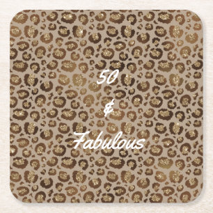 50 und Fabulous Cheetah Print Rechteckiger Pappuntersetzer