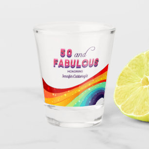 50 und Fabulous Chic Rainbow 50. Geburtstagsparty Schnapsglas