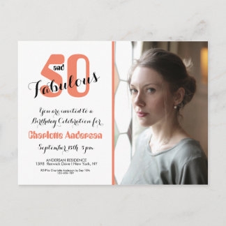 50 und Fabulous Coral Foto 50. Geburtstag Invit. Postkarte