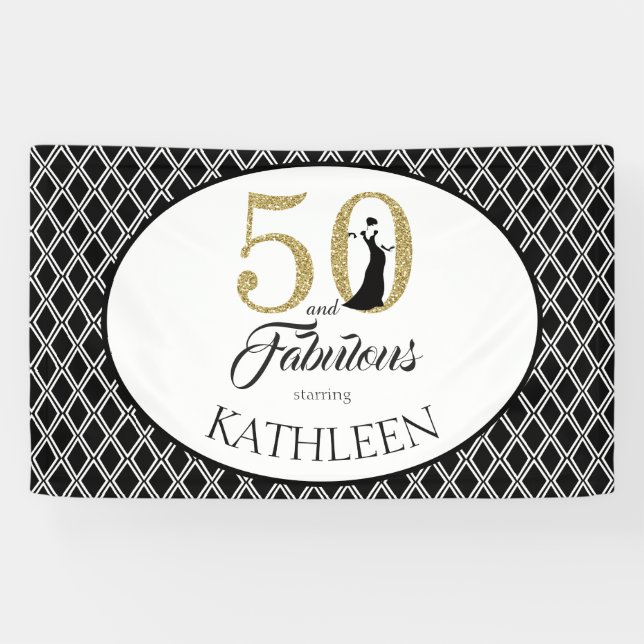 50 und Fabulous Custom 50. Geburtstag Banner (Horizontal)