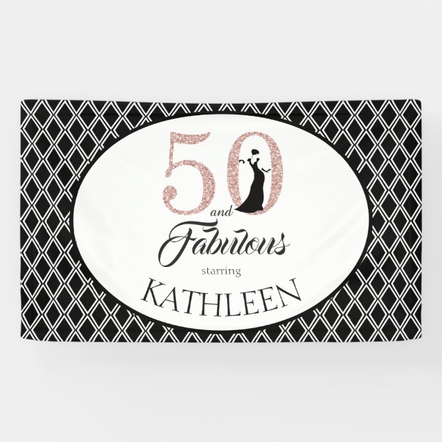50 und Fabulous Custom 50. Geburtstag Banner (Horizontal)