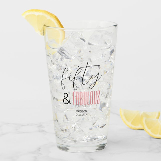 50 und Fabulous Custom 50. Geburtstag Modernes Skr Glas (Vorderseite Ice)