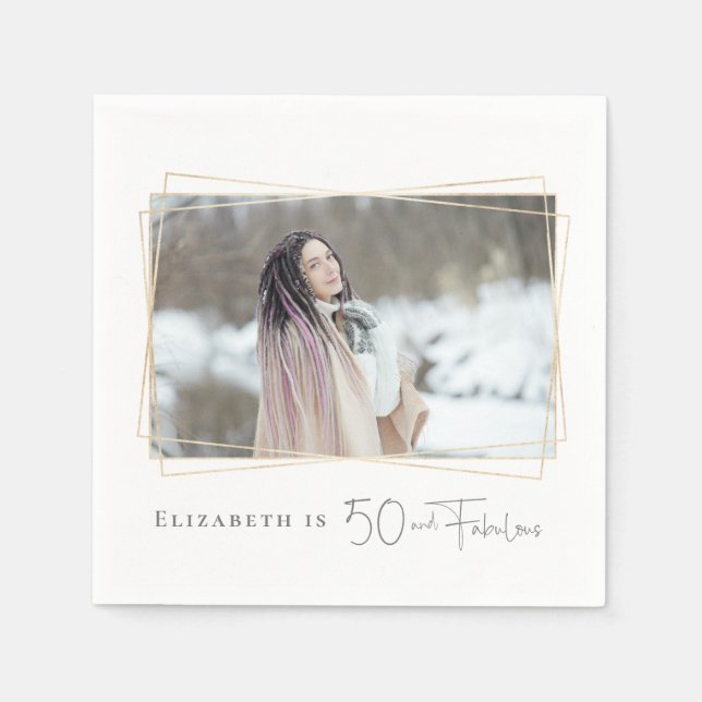 50 und Fabulous Custom Foto Napkins Serviette (Vorderseite)