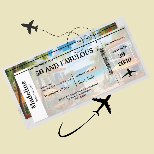 50 und Fabulous Destination Boarding Pass Geburtst (Von Creator hochgeladen)