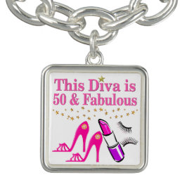 50 UND FABULOUS DIVA CHARM ARMBAND