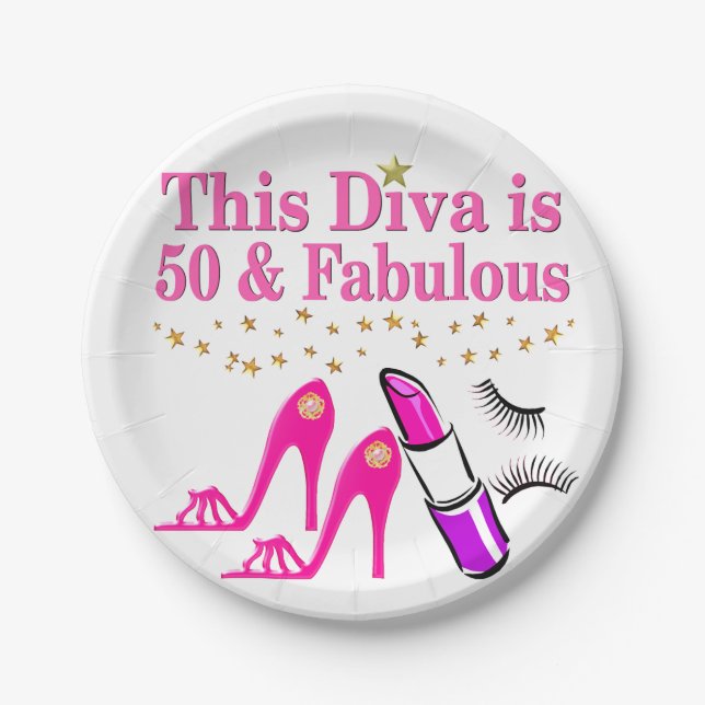 50 UND FABULOUS DIVA PAPPTELLER (Vorderseite)