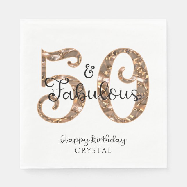 50 UND FABULOUS Elegant 50. Geburtstag Personalisi Serviette (Vorderseite)