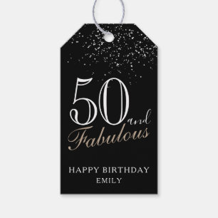 50 und Fabulous Elegant Script Black 50. Geburtsta Geschenkanhänger
