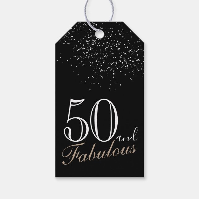 50 und Fabulous Elegant Script Black 50. Geburtsta Geschenkanhänger (Vorderseite)