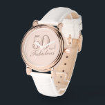 50 und Fabulous Elegant Script Frau 50. Geburtstag Armbanduhr<br><div class="desc">50 und fabelhafte Elegant Script Frau 50. Geburtstagsschau. Das perfekte Geschenk für eine Frau,  die den 50. Geburtstag feiert.</div>