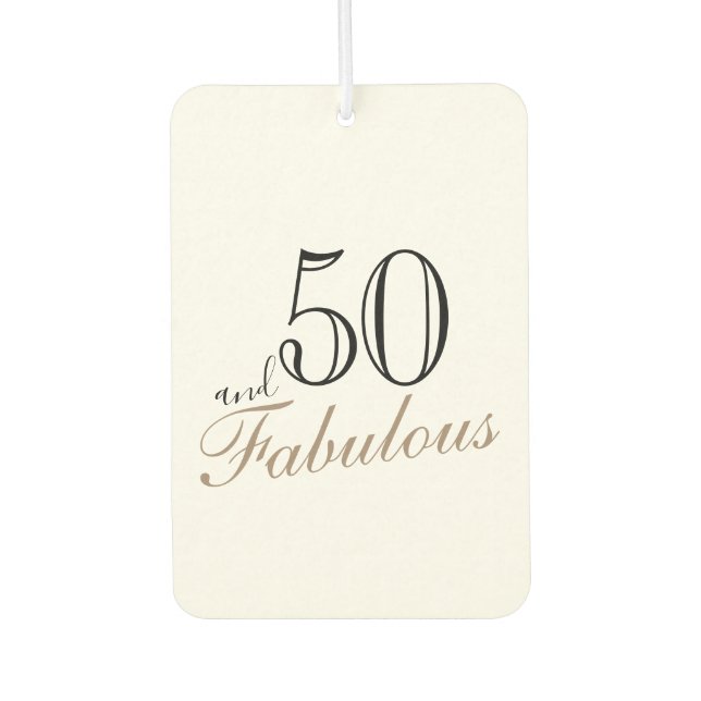 50 und Fabulous Elegant Script Geburtstag Foto Autolufterfrischer (Vorderseite)