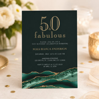 50 und Fabulous Emerald Green Agate 50. Geburtstag Einladung