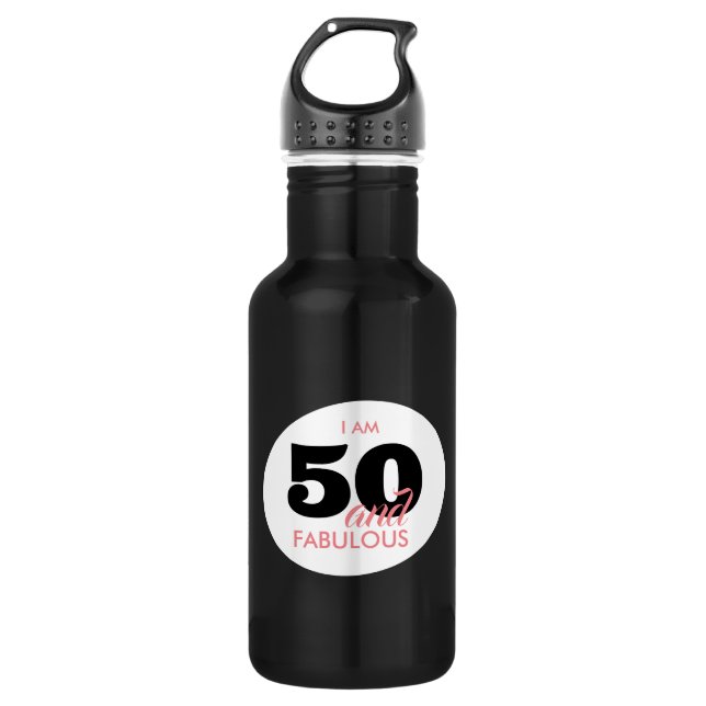 50 und Fabulous Fiftieth Birthday Edelstahlflasche (Vorderseite)