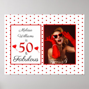 50 und Fabulous Foto Red 50. Geburtstag WH Red SM Poster