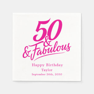 50 und Fabulous Geburtstag Chic Pink und Weiß Serviette