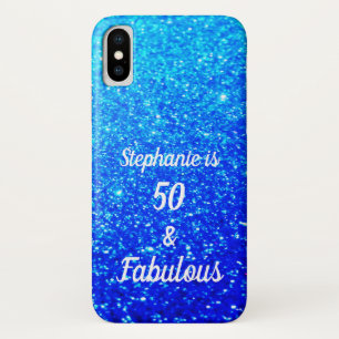 50 und fabulous Geburtstag Deep Blue Ombre Glitter Case-Mate iPhone Hülle