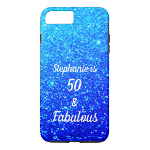 50 und fabulous Geburtstag Deep Blue Ombre Glitter Case-Mate iPhone Hülle