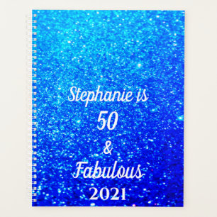 50 und fabulous Geburtstag Deep Blue Ombre Glitter Planer