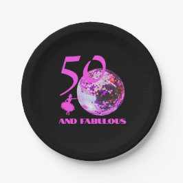 50 und Fabulous Geburtstag Disco Tänzer schwarz Pappteller