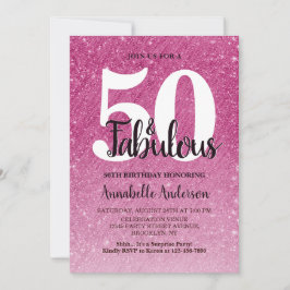 50 und fabulous Geburtstag Hot Pink Sparkle Tinsel Einladung
