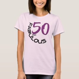 50 und FABULOUS Geburtstag Lila & Schwarze Typogra T-Shirt