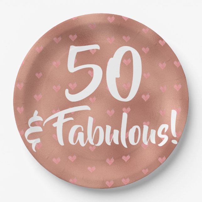 50 und Fabulous Geburtstag Pappteller (Vorderseite)