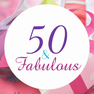 50 und fabulous Geburtstag Pink Blue Lila Runder Pappuntersetzer