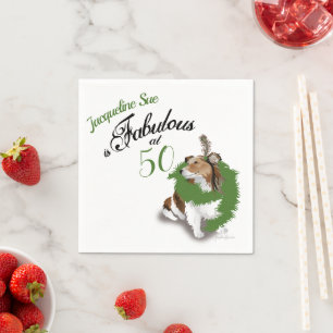 50 und Fabulous Geburtstag Sheltie Hund Grün Serviette
