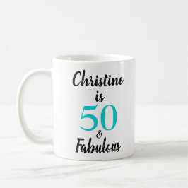 50 und Fabulous Geburtstag Türkis Schwarz-weiß Kaffeetasse