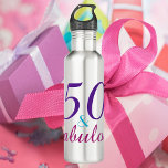 50 und Fabulous Girly Geburtstag Edelstahlflasche<br><div class="desc">Kennen Sie jemanden,  der einen 50. Geburtstag feiert? Dieses Design sagt 50 & Fabulous in blau,  rosa und lila. Macht ein tolles Geschenk oder Gastgeschenk!</div>