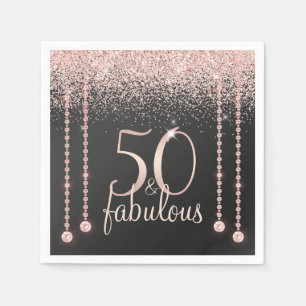 50 und Fabulous Girly Rose Gold Glitzer Diamond Serviette